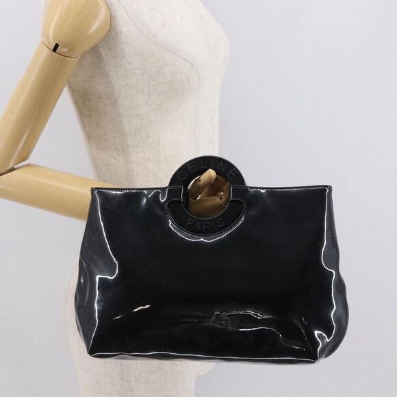Celine Circle Logo Handbag Patent Leather Black Patent_Leather Handbag - Picture 14 of 16
